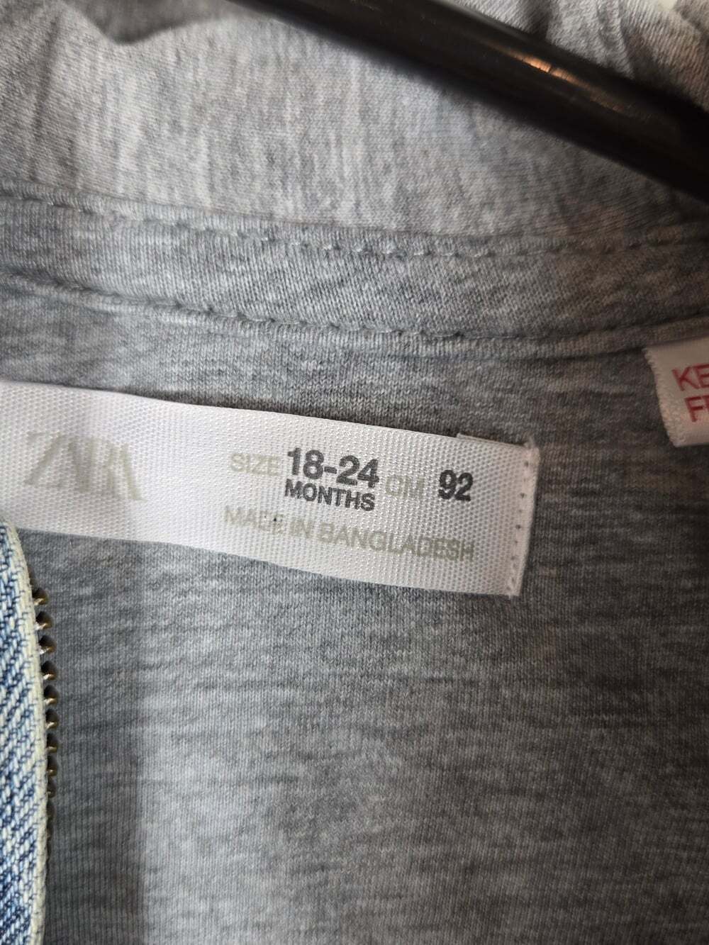 Zara Baby Denim Bomber Jacket 18-24M Blue Hooded Y2K Kids Streetwear - Picture 7 of 8